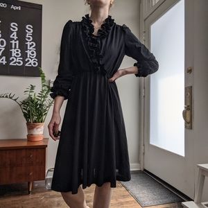 Black Vintage 60s/70s A-Line Mini Dress